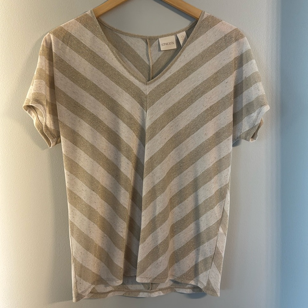 Chico’s Striped V-Neck Top